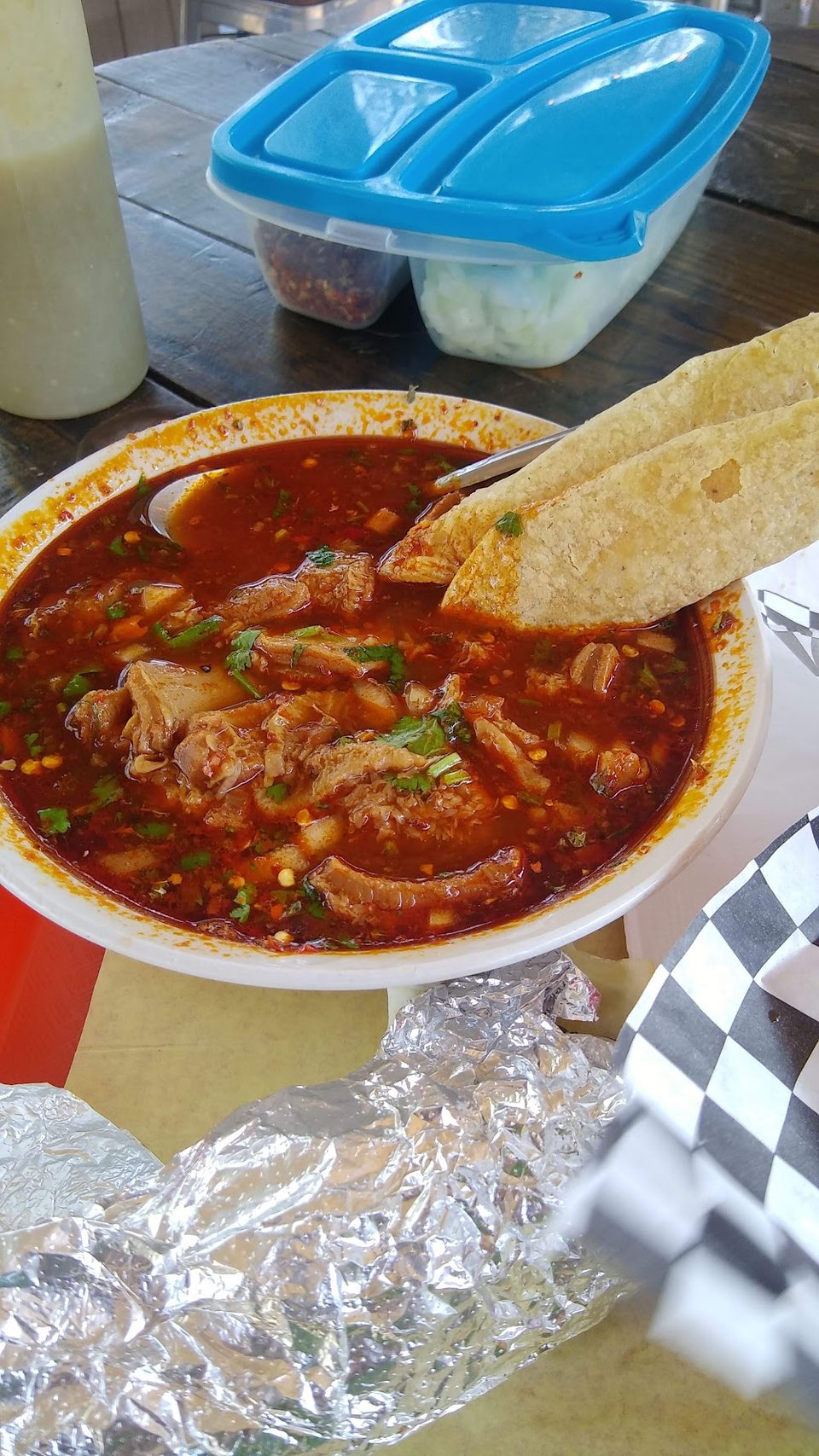 Menu page showing tacos, tostadas, and bowls.